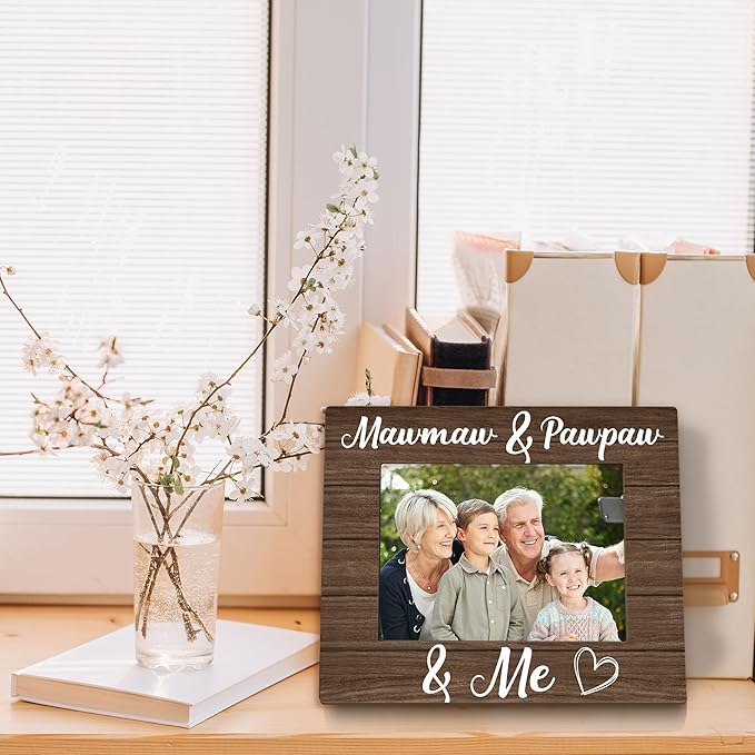 Mawmaw and Pawpaw Picture Frame 5x7, Grandparents Photo Frame, Christmas Birthday Gift for Grandparents from Grandkids, Mawmaw and Pawpaw and Me Wooden Picture Photo Frames for Home Room Decor