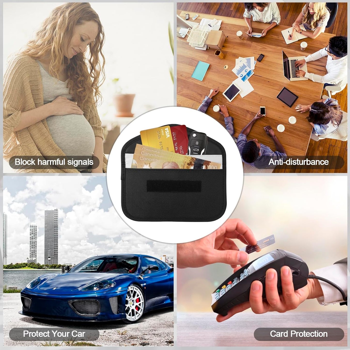 Faraday Bag 2 Pack of RFID Signal Blocking Bag Shielding Pouch Wallet and Credit Card Case for Cell Phone Privacy Protection and Car Key FOB