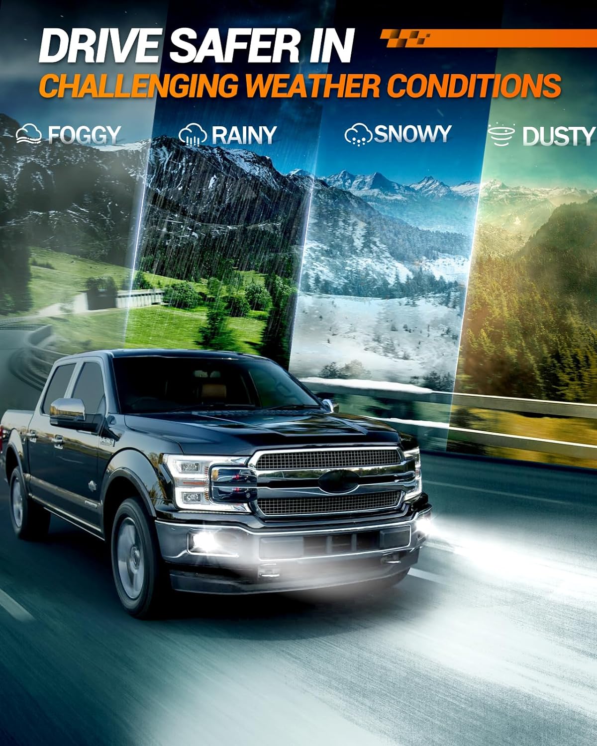 SEALIGHT 5202 LED Fog Light Bulbs or DRL, 18000LM 800% Brightness 5202 5201 PS19W PS24W Fog Lights LED Bulb for Car, 6500K Cool White 984 FT Strong Penetration, 60000 Hours Lifespan, Pack of 2