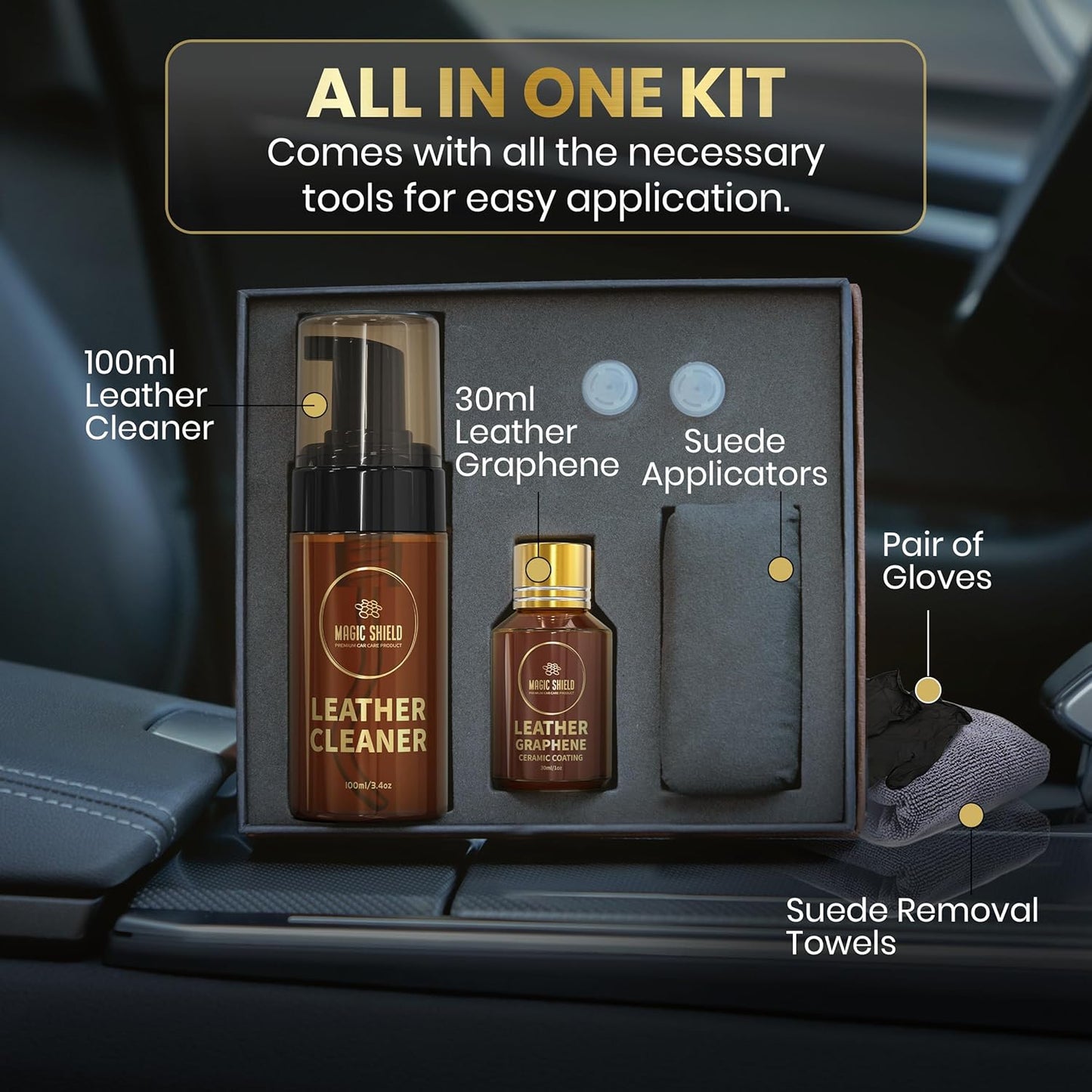 Graphene Leather Care Coating- Lasts 5 Years+ in Real World - Advance SiO2 Protection, UV & Water Resistant, Perfect for Cars, Motorcycles, Marine, RVs, Furniture and Shoes