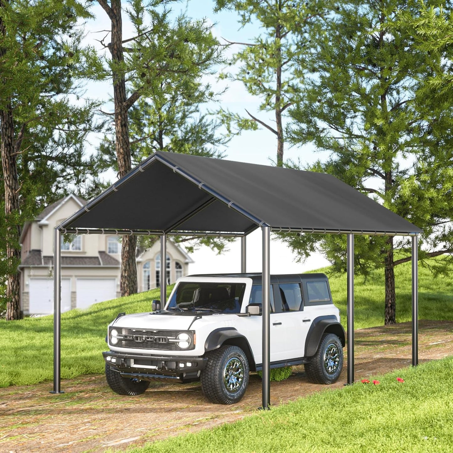 Grezone 10 x 20ft Heavy Duty Carport,Portable Car Tent Garage,All Season UV Resistant Car Canopy for Auto,Truck,Boat,Car (gray)