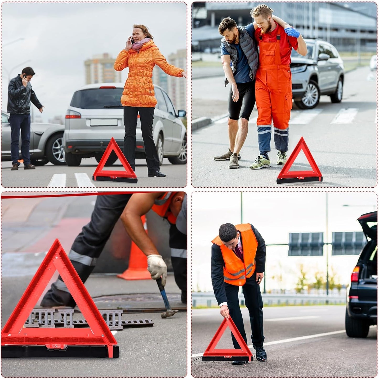 Kanayu Warning Triangle DOT Approved Foldable Emergency Safety Triangles Reflective Road Safety Triangle with Carrying Case Heavy Base Roadside Safety Warning Sign for Car Truck(9 Pcs)