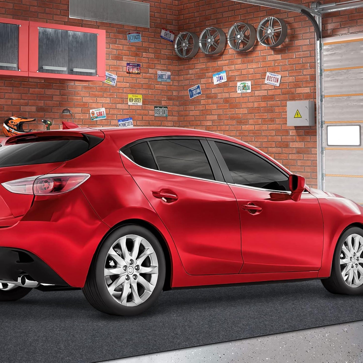 Oil Spill Mat, 7.4 x 8.4 Ft, Premium Absorbent Oil Pad. Contains Liquids, Protects Garage Floor from Spills, Drips, Splashes and Stains. Washable, Reusable, Waterproof Rubber Parking Mats