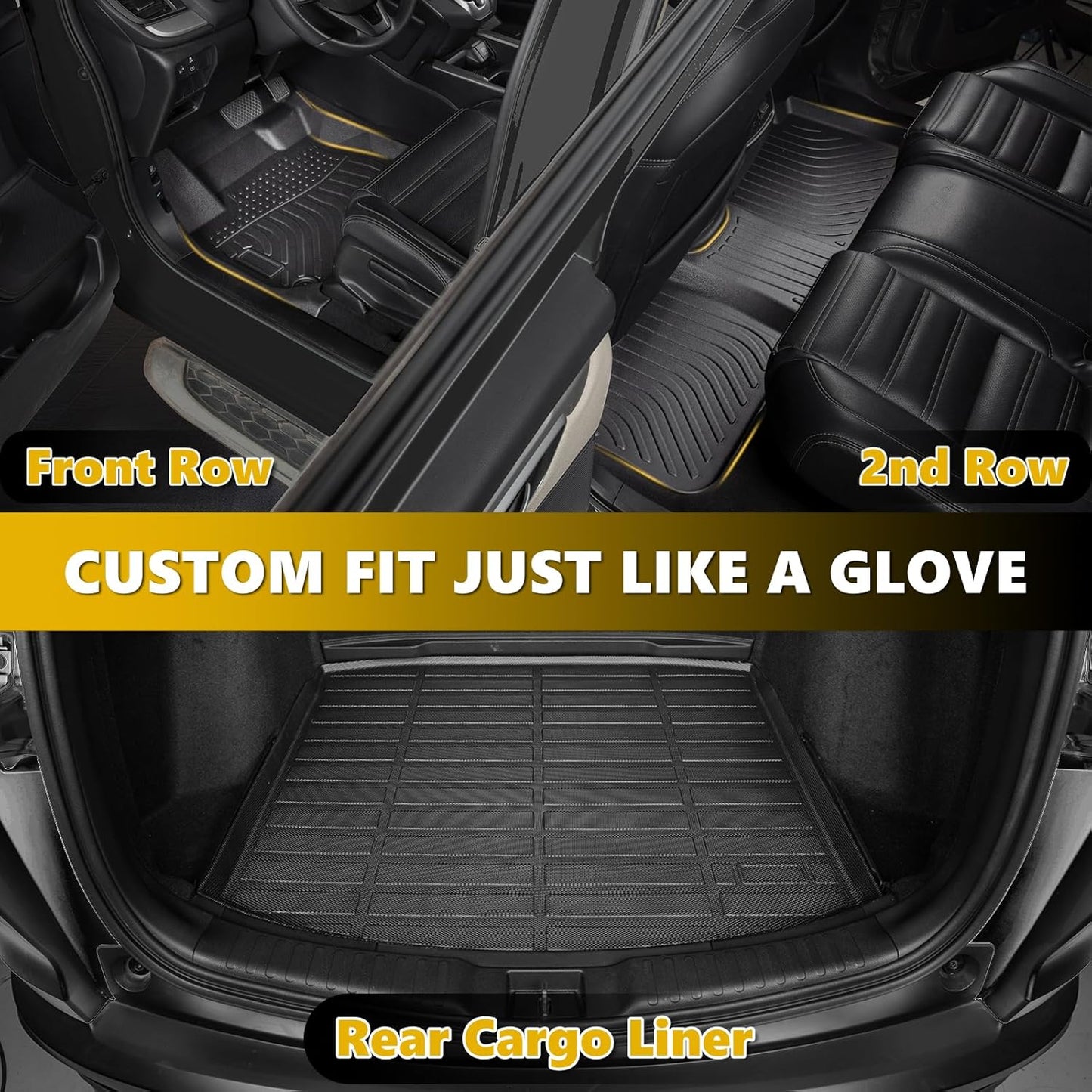 GINOWY-Floor Mats & Cargo Liner for Cadillac XT4 2019-2025丨TPE All Weather Car Floor for Cadillac XT4丨XT4 Car Mats, XT4 Cargo Mat Trunk Mat for Cadillac XT4 Car Accessories