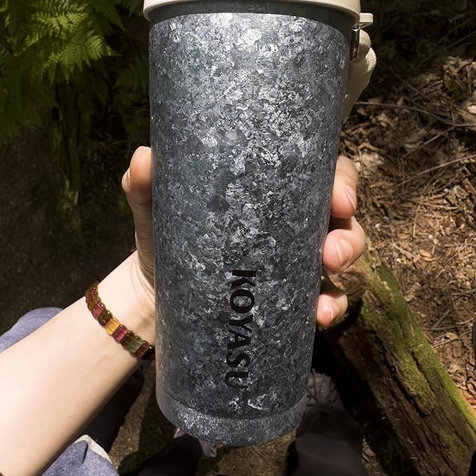 KOYASU 16oz Whole-Body Titanium Travel Mug – Double-Wall Insulated Cup, Leak-Proof Lid, Lightweight & Reusable, BPA-Free Tumbler, Wide Mouth, Durable, Hot 6H/Cold 24H, for Commute or Camping (Silver)