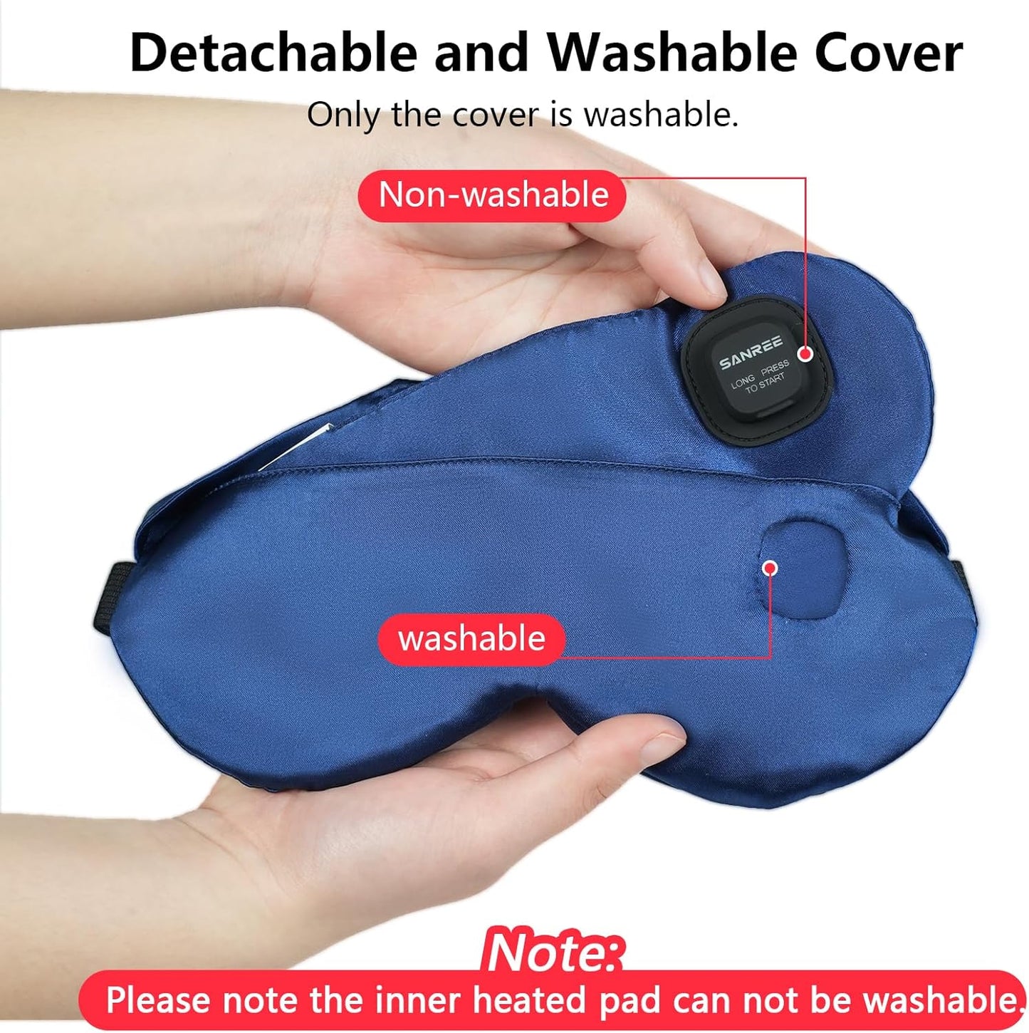 Heated Eye Mask, Warm Eye Compress for Dry Eyes Blepharitis Stye Moist Hot Relief ， Electric Blackout Cordless Heating Pad for Traveler Computer Tied Eyes，Washable Rechargeable Sleeping Mask Gift