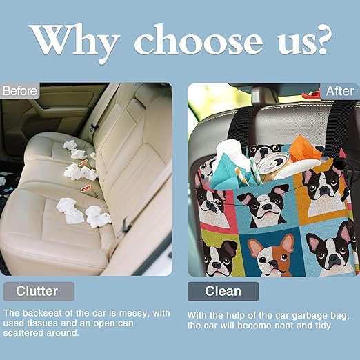 Lovely Dogs Car Garbage Bag, 5.1L Rectangular, Foldable, Multi-Purpose, Easy to Clean