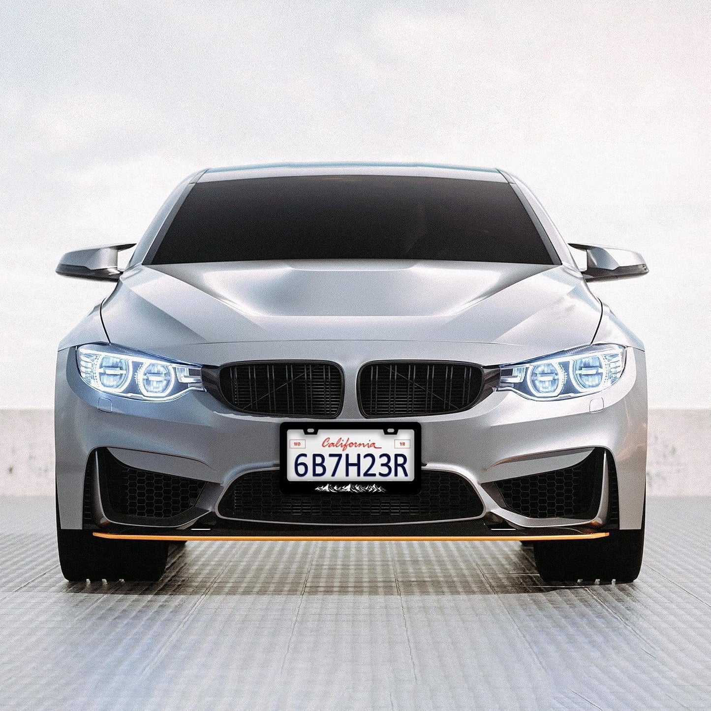 Mountains License Plate Frames - 2 Pcs Set 2 Holes Stainless Steel Metal Novelty Auto Car Accessories Decoration License Plate Frame Cover Size 6.3" x 12.2" Fit US Vehicles for Women Men Gift