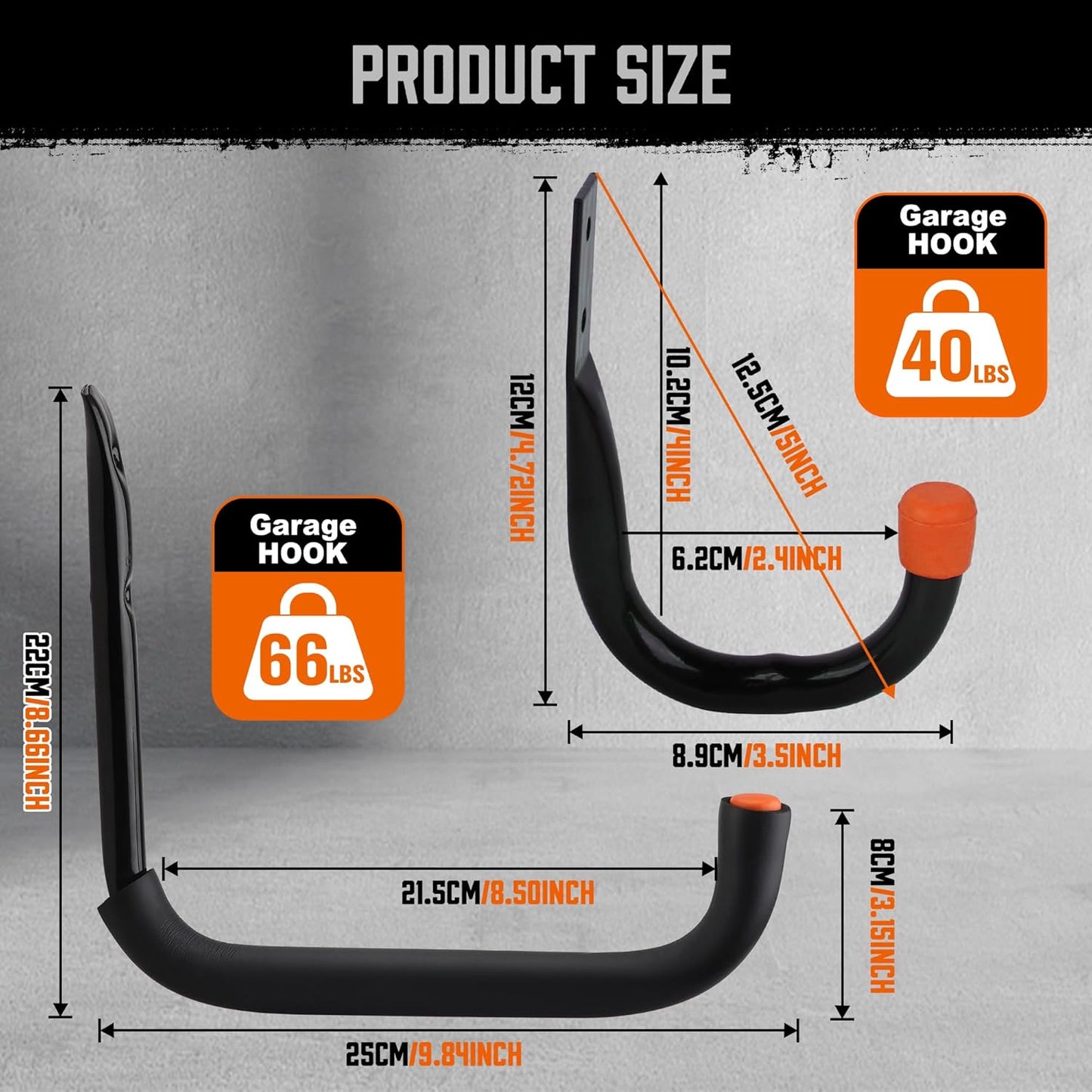 HORUSDY 10-Pack Garage Hooks, Utility Hook, 9" & 6” Garage Heavy Duty Wall Hook for Bikes, Kayak and Hanging Ladders