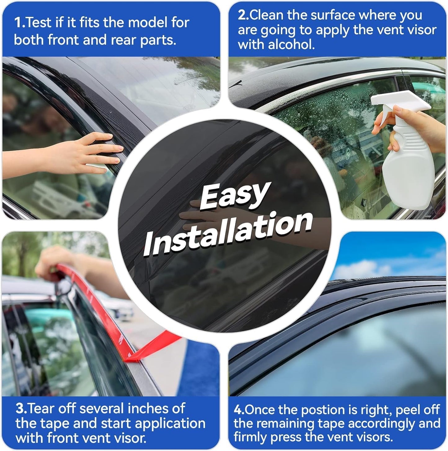 Window Visors Rain Guards for 2016-2022 Honda HRV, Out-Channel Window Vent Wind Deflectors Visors Shades for 16-22 HR-V