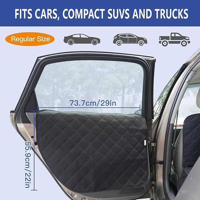 Dog Car Door Protector ??Anti-Scratch/Stain-Resistant, Window-Roll-Compatible, No Tint Damage, 2-Pack, Secure Fit for Car/SUV/Truck