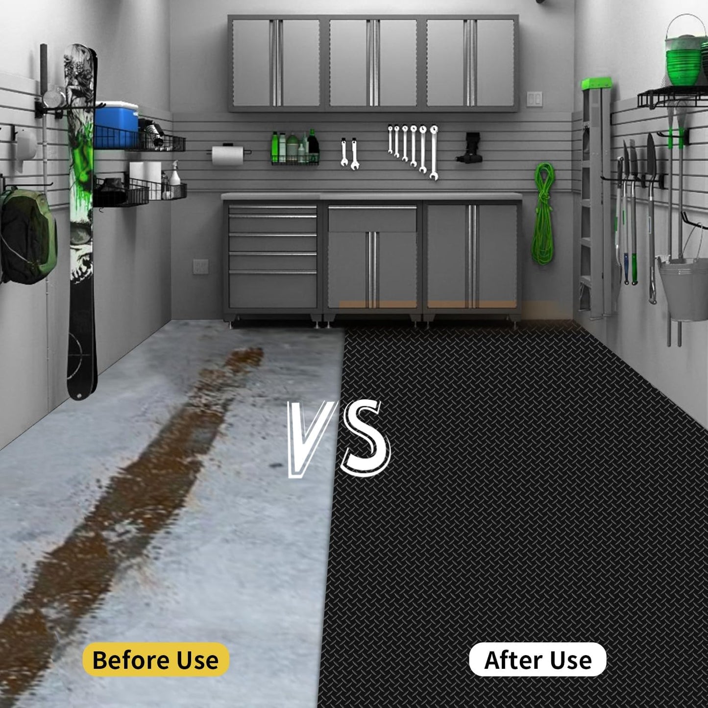 Premium Garage Floor Mat, Commercial Grade Heavy Duty Parking Mat for Garage Floor, Golf Cart Parking, Water/Stain Resistant Floor Runner (Black Diamond, 8 x 6.5 Feet)