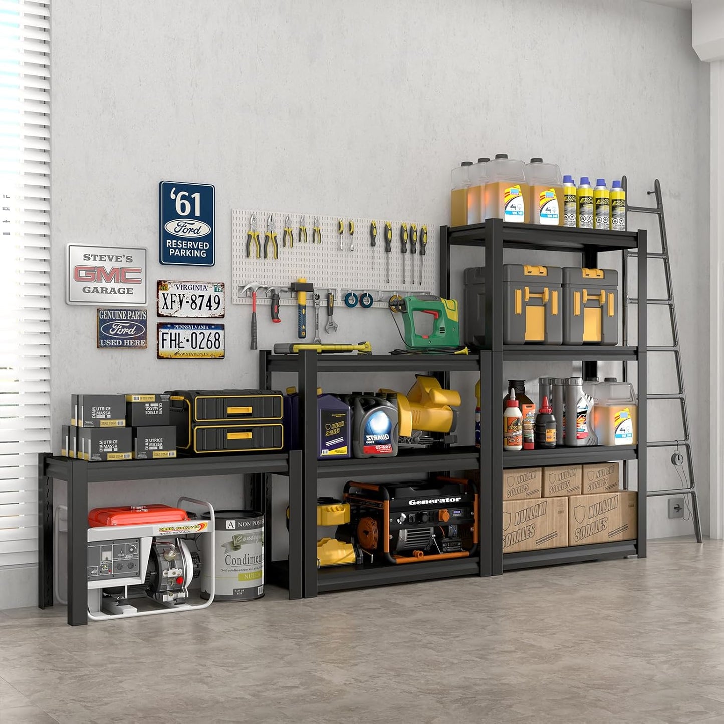 Storage Shelves,Small Shelves Unit and Storage,4 Tier Metal Shelf with Adjustable Shelves,Metal Storage Racks Heavy Duty Load 2000lb,Warehouse,Basement,Black