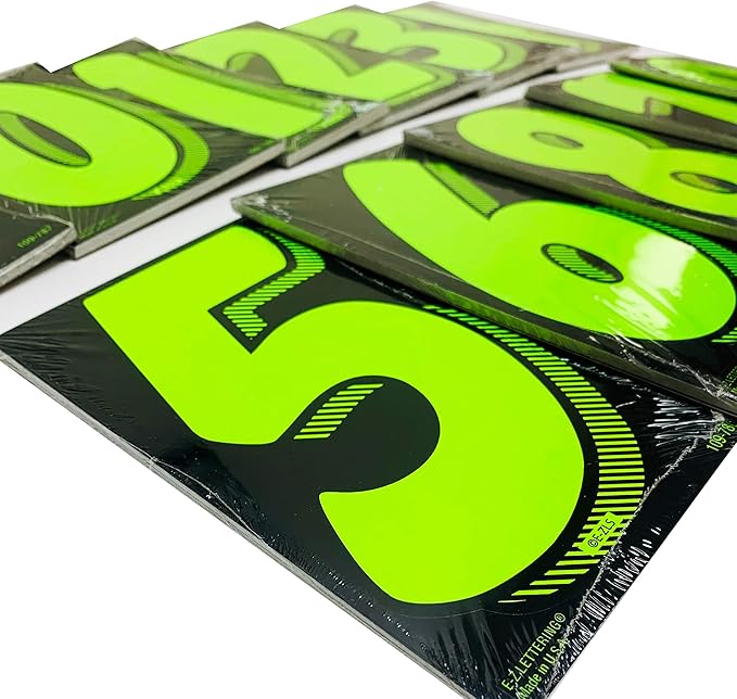 EZ Line Vinyl Decals for Cars Chartreuse Large Number Stickers 11 Dozen Windshield Numbers Pro Pack Dealer Supplies