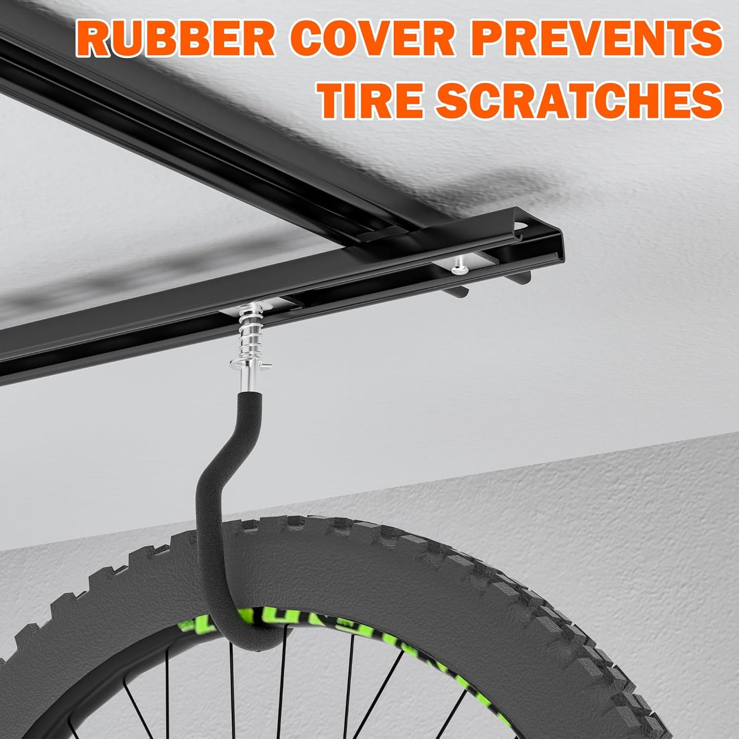 Ultrawall Ceiling Bike Rack for Garage, Indoor Bike Hanger with Sliding Track, Adjustable Bike Hooks for up to 3 Bikes (Horizontally), 6 Bikes (Vertically)