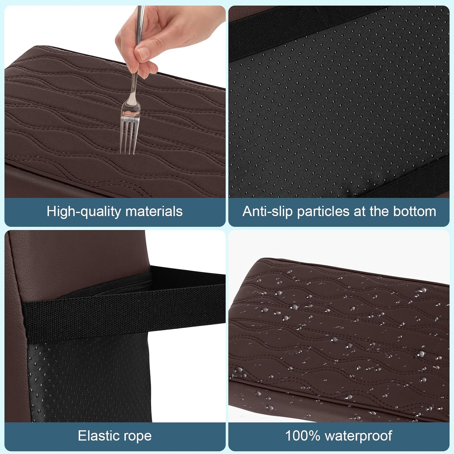 Memory Foam Car Armrest Cushion - Premium Leather Armrest Cover for Car, Comfortable Protection, Universal Fit Center Console Cover for Car, SUV, Sedan, Easy Installation (Brown)