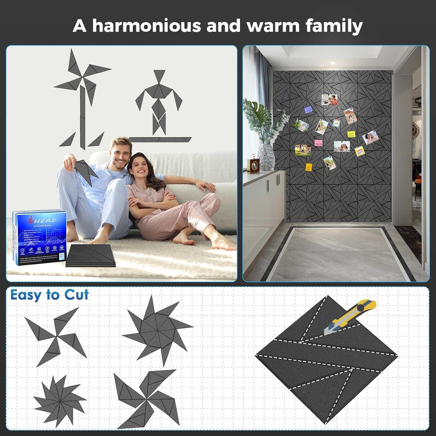 【10 Pack】Acoustic Panels Self-Adhesive (0.4" Thick | 0.8lb/ft³ Medium Density) - 12x12 Soundproof Foam Tiles for Home Office/Wall Sound Absorption, Noise Reduction Panels Studio Use - White