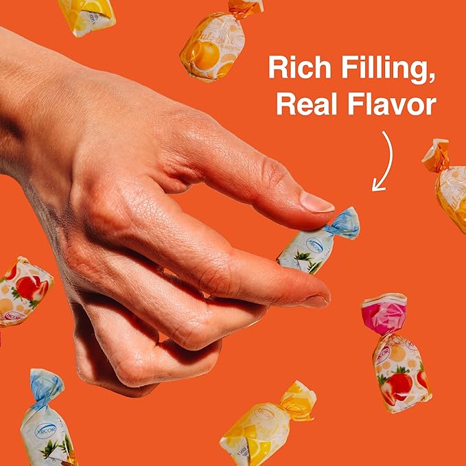 Assorted Fruit Hard Candy Individually Wrapped by Cambie, 12 lbs of Fruit Candy with a Deliciously Sweet Hard Exterior with a Soft, Decadent Filled Center