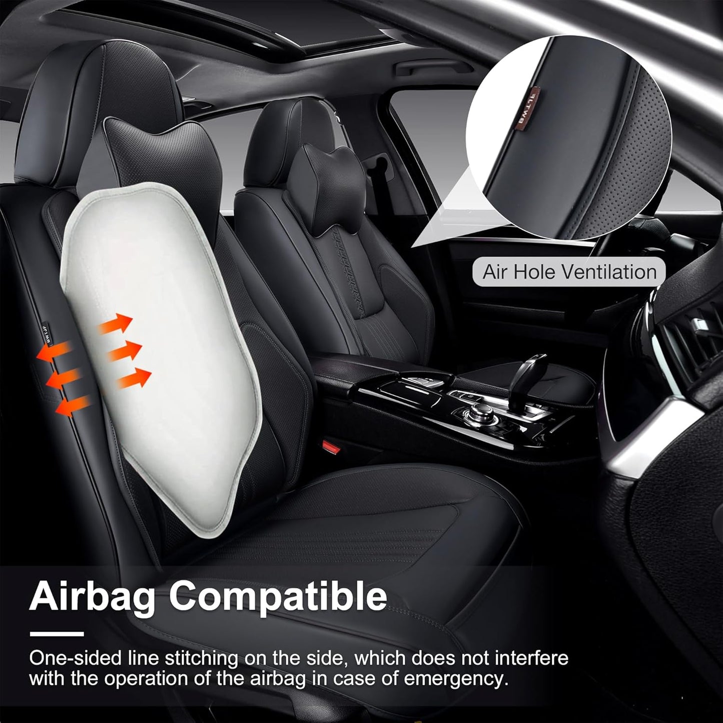 Car Seat Covers Full Set, Front and Rear Seat Covers for Cars, Waterproof Leather Auto Seat Protectors with Head Pillow, Car Seat Cushions Fit for Most Sedans SUV Pick-up Truck, Black