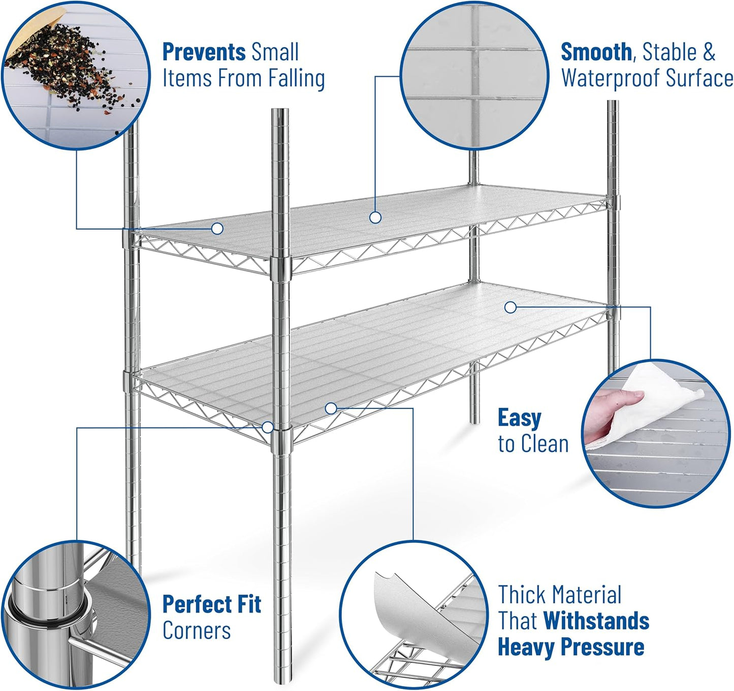 Shelf Liners for Wire Shelf System: Set of 5 in Graphite: 14 x 30 inch: Plastic Wire Shelving Shelf Mats