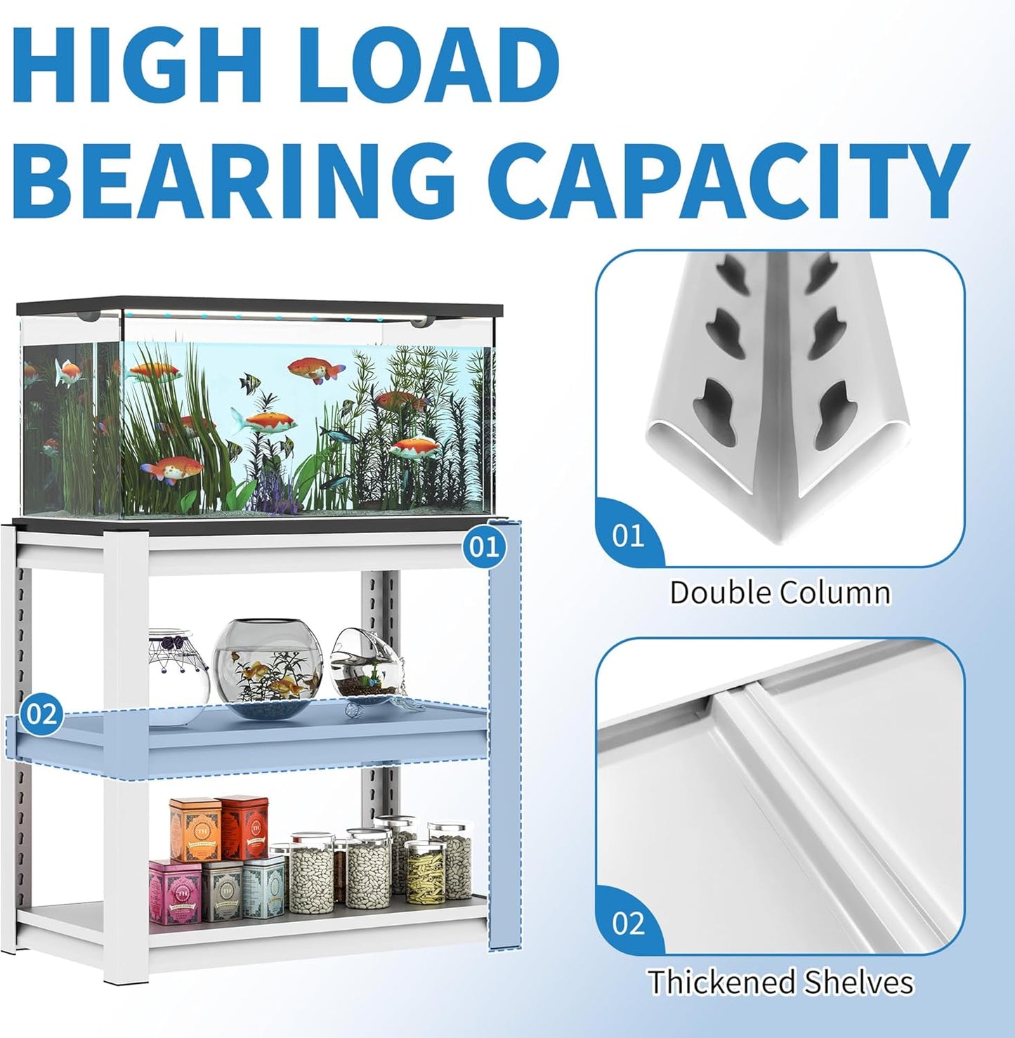 White 3-Tier Metal Shelving Heavy Duty Small Storage Racks, Utility Garage Shelving Organization for Basement Workshop Pantry Balcony