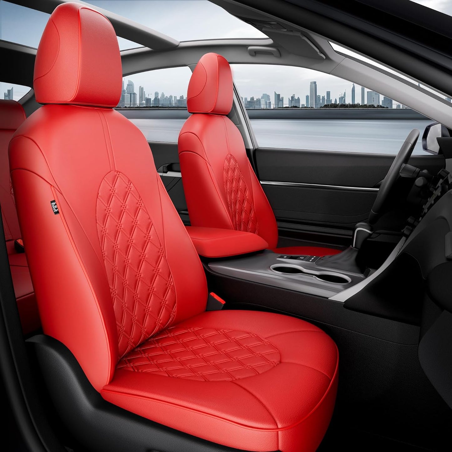 for Toyota Camry Seat Covers Hybrid LE SE 2018 2019 2020 2021 2022 2023 2024 - Custom Car Seat Covers Full Set, Waterproof Breathable Seat Cover for Cars, Leather Cushion Protectors Red