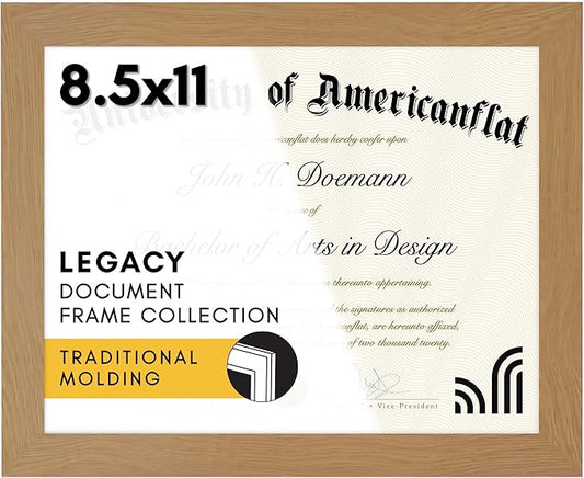 Americanflat 8.5x11 Diploma Frame with Shatter-Resistant Glass - Document Frames with Engineered Wood - Legacy Collection - Certificate Frame for Tabletop and Wall Display - Dark Oak