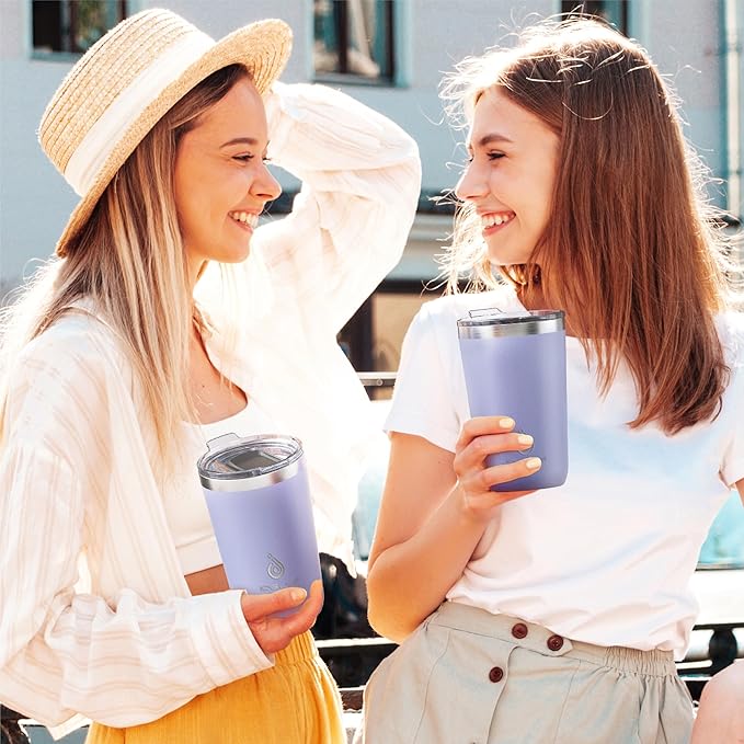 Ideus 20 oz Tumbler, Travel Coffee Mug with Splash Proof Sliding Lid, Double Wall Stainless Steel Vacuum Insulated Coffee Mug for Home and Office, Keep Beverages Hot or Cold, Lavender Purple