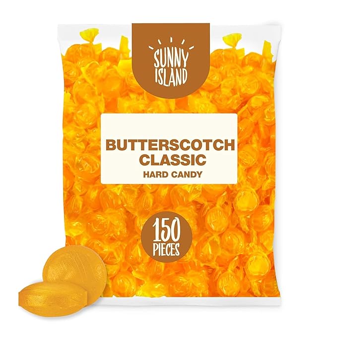 Arcor Butterscotch Hard Candy | 2-Pound Bag | Classic Yellow Candy Bulk | Individually Wrapped Butterscotch Discs