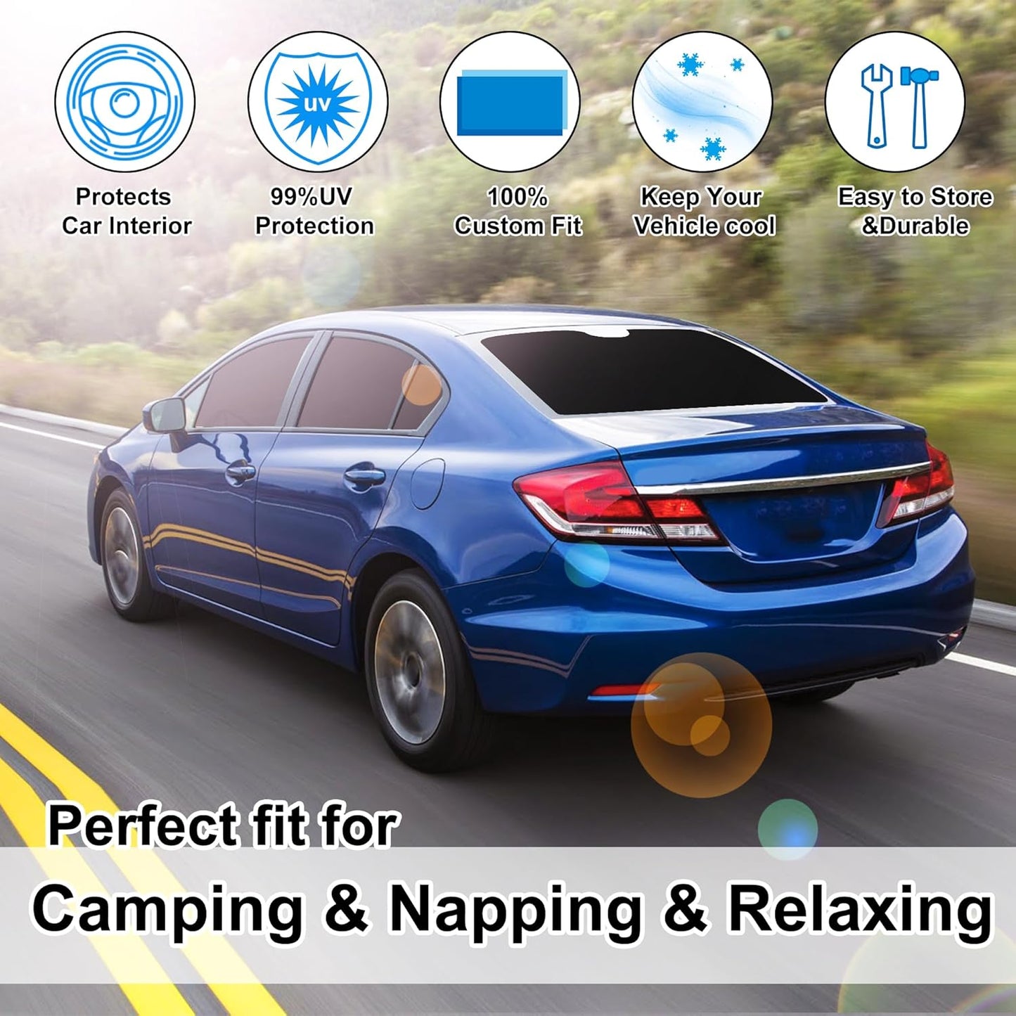 TINGLU Window Shades for Honda Civic 2012 2013 2014 2015 Accessories Car Side Full Windows Windshield Sun Shade Sun UV Rays & Privacy Protection for Camping,Napping,and Relaxing 6PCS