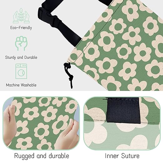 Groovy Florals Car Garbage Bag,Waterproof Small Car Trash Bag Hanging Back of Seat,Drawstring Hanging Car Trash Bag with Adjustable Buckle for Car Accessories