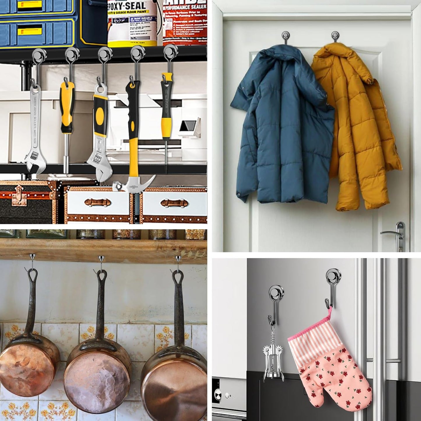 FINDMAG Magnetic Hooks, 30lbs+ Strong Magnetic Hooks for Cruise Cabins, Magnet Hooks Heavy Duty for Fridge, Swivel Swing Hooks for Kitchen, Grill, Garage, Cruise Ship Essentials 6 Pack (Black)