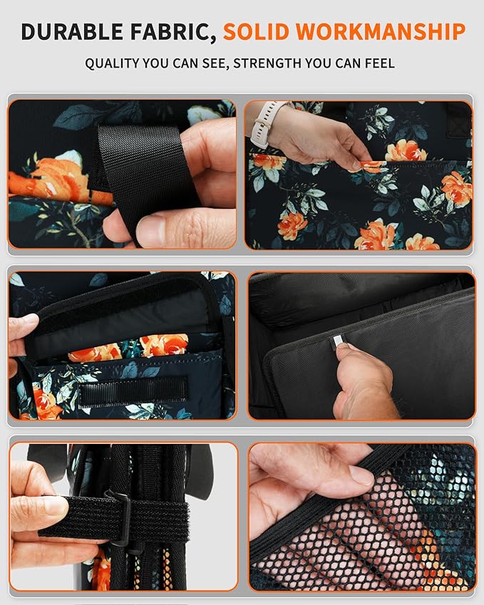 Sturdy Car Trunk Organizer ??70L Large Capacity Trunk Organizer for SUVs & Sedans, Hard-Shell One-Piece Design with Cute Print, Collapsible and Durable Car Organizers (Flower)