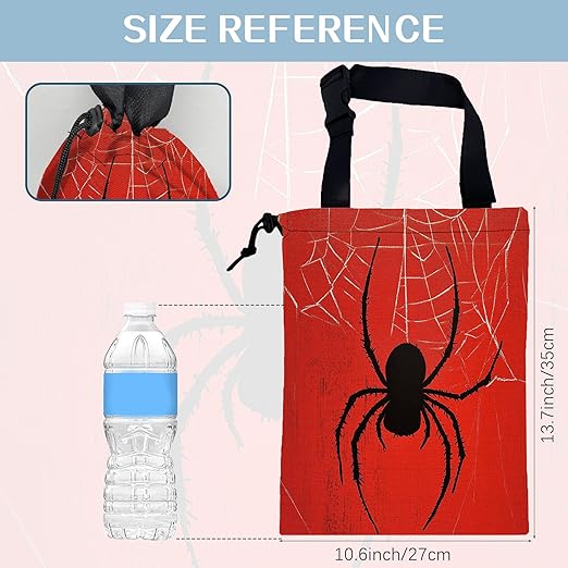 Spiders on Web Car Trash Bag,Hanging Drawstring Car Garbage Bag,Canvas Car Back Seat Organizer with Adjustable Buckle for Men and Women