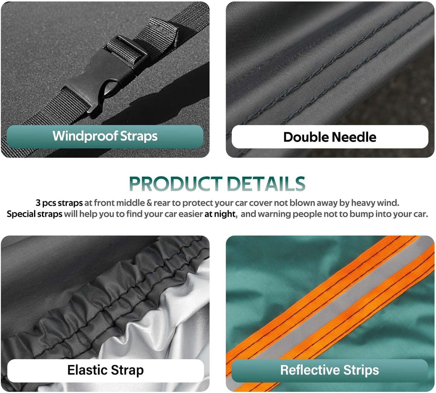 Full Exterior Covers Waterproof All Weather for Sedan & Coupe, Universal Fit for Corvette, Porsche 911, Honda Civic, Toyota Corolla, etc. Rain Winter Sun Protection.(Length: 179"-185")