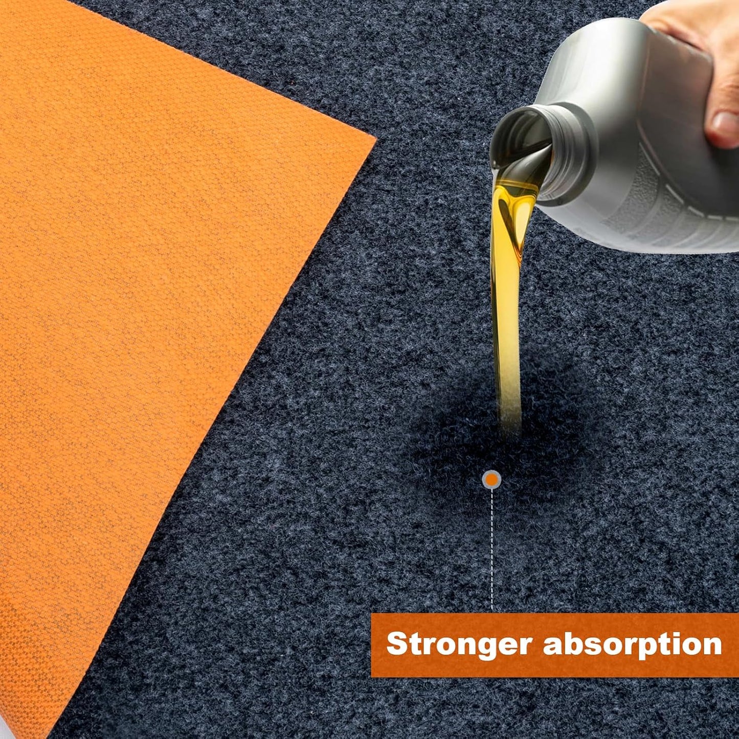 8.5 * 6.6 Ft Heavy Duty Oil Spill Mat, 6.5mm Thickened Large Garage Floor Mat for Under Car, 1/4" Waterproof Rubber Backing Absorbs Oil Quickly, Washable, Reusable, Durable, Non-Slip