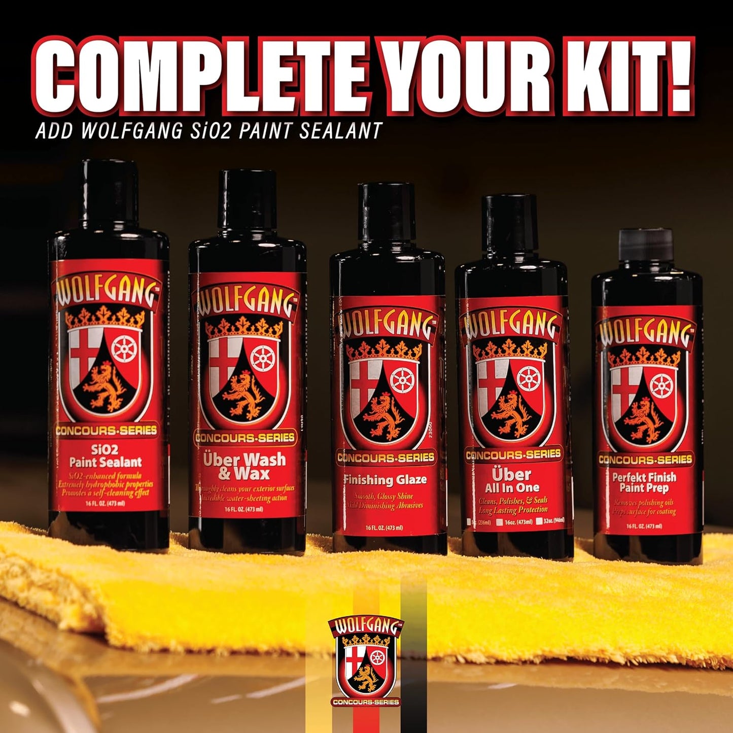 WOLFGANG CONCOURS SERIES SiO2 Paint Sealant | SiO2-Enhanced Formula for Hydrophobic Water Repellency | Long-Lasting Paint Protection | Easy Application | WG-0055 | 16 fl. oz.