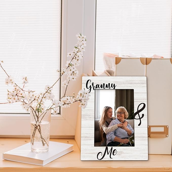 Granny Gifts Picture Frame 5x7, Grandma Photo Frame, Mothers Day Christmas Birthday Gifts for Grandma from Grandkids, Granny and Me Wooden Picture Photo Frames for Desk Home Room Decor