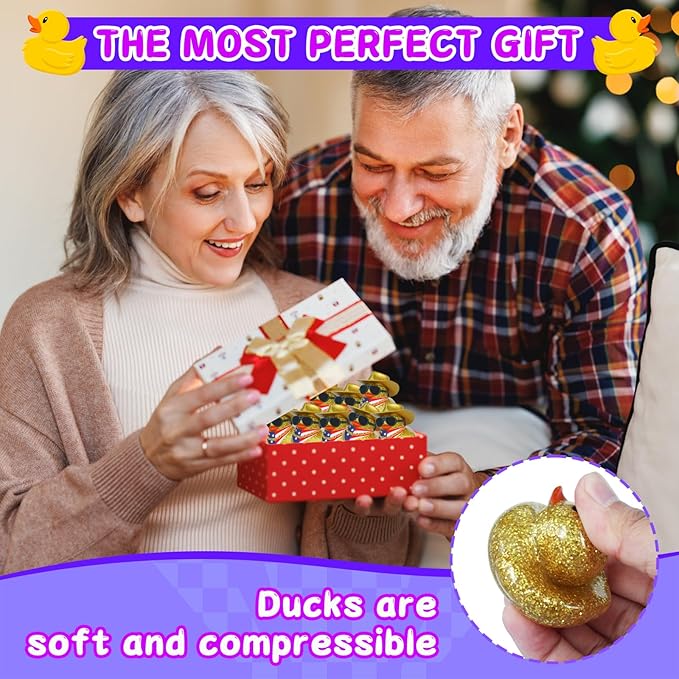 Cowboy Rubber Duck with Golden Hat, Sunglasses, Bandana & Necklace - Glitter Car Dashboard Decoration for Adults, Fun Stress Relief Gift with Adhesive Pads