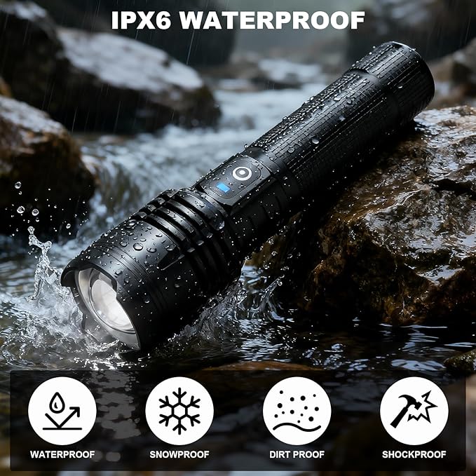 3Pack Flashlights High Lumens Rechargeable, 99000 Lumens Super Bright Led Flashlight with 5 Modes & Waterproof, Powerful Handheld Flashlights for Home Camping Emergencies