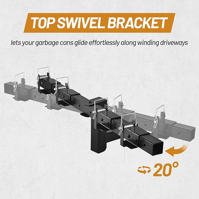 Heavy-Duty Dual Trash Can Hauler - Wheeled Garbage Can Towing Hitch Carrier with 2" Receiver - Effortless Outdoor Trash Transport