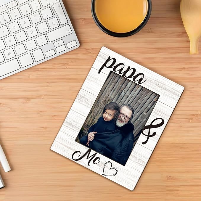 Papa Gifts Picture Frame 5x7, Grandpa Photo Frame, Christmas Fathers Day Birthday Gifts for Papas from Grandkids Grandchildren, Papa and Me Wooden Picture Photo Frames for Desk Home Room Decor