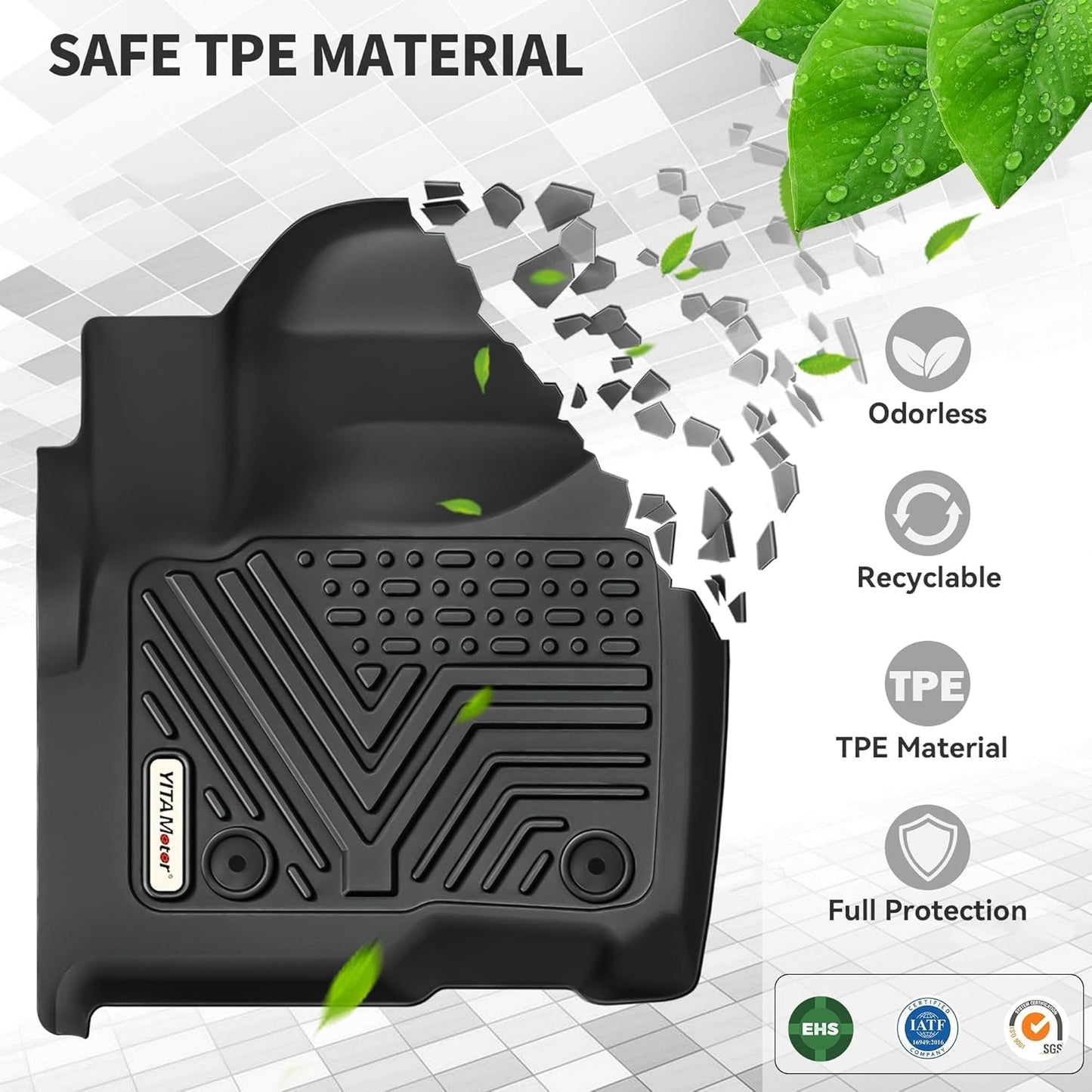 YITAMOTOR Floor Mats Compatible with 2019-2023 Ford Ranger Supercrew Cab, Custom Fit TPE 2023 Ranger Floor Liners 1st & 2nd Row All-Weather Protection Car Mats, Black