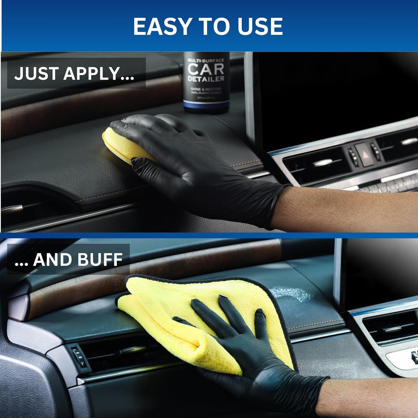 Multi-Surface Car Detailer | Trim Shine, Tire Shine, Interior Shine | Easy Apply, Long Lasting, No-Residue Formula | Back to Black Trim Restorer | Safe Car Detailing