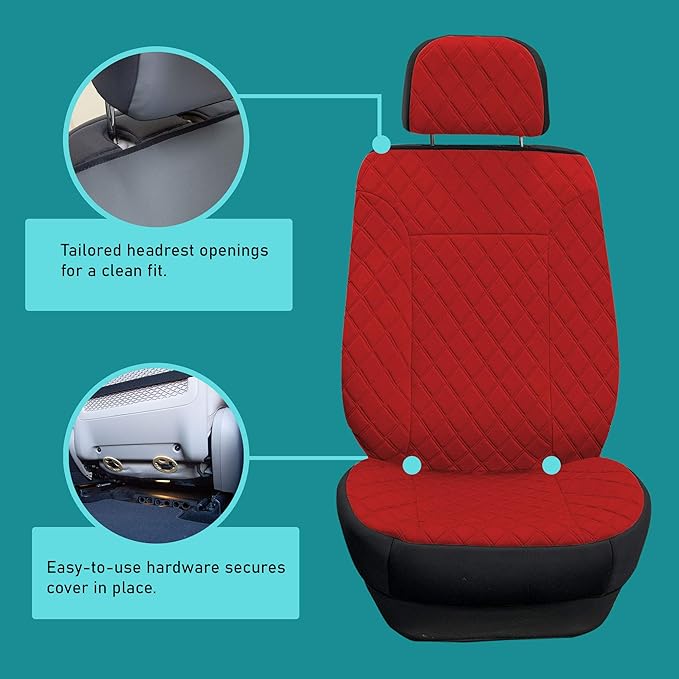 TLH Prestige 79 Diamond Stitch Beige Neosupreme Car Seat Cushions, Two Pack Seat Covers for Cars, Water Resistant, Universal Fit Car Seat Protector