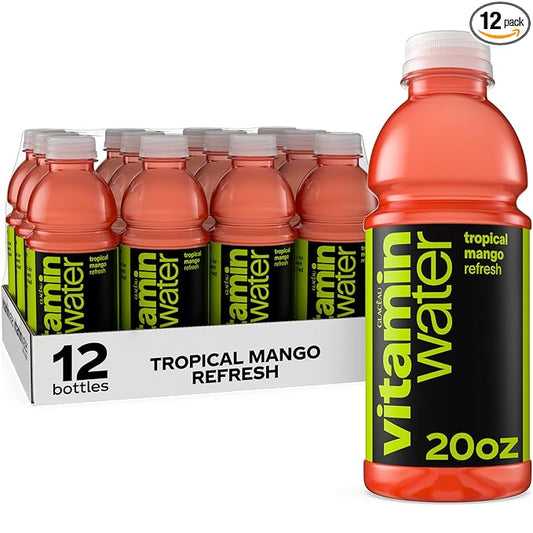 vitaminwater Refresh Tropical Mango Nutrient Enhanced Flavored Water Beverage, 20 fl oz Bottles, 12 Pack