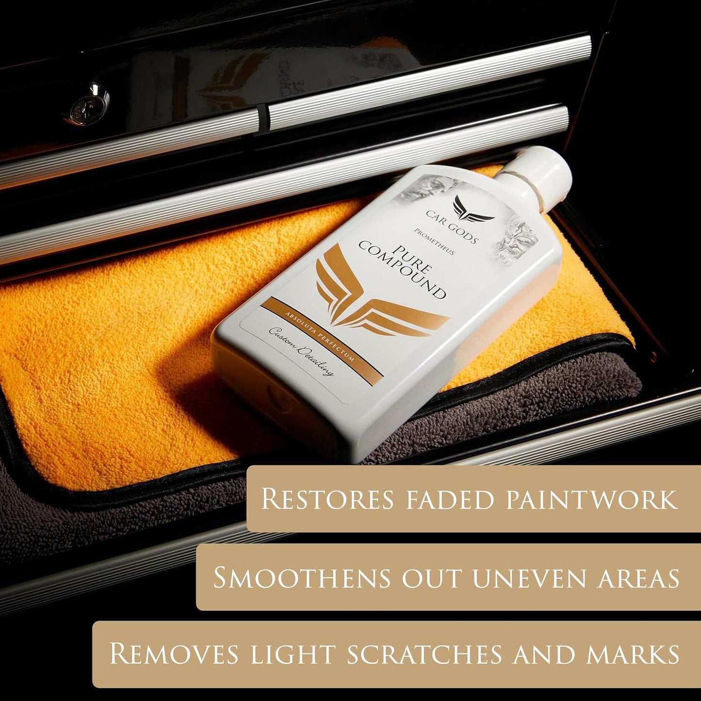 Car Gods Pure Compound Colour and Clarity Restorer, 17fl Oz, Hand or Machine Use for Paintwork - Metamorphic Formulation Smooth Uneven Scratched Areas Restore Paint Finish