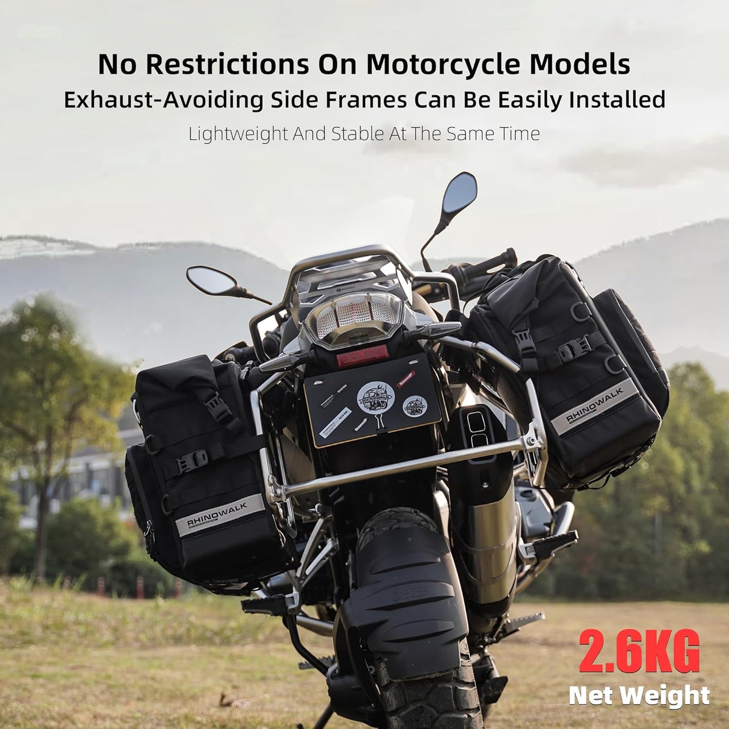 Rhinowalk Motorcycle Saddlebags Waterproof 25L Saddle Bag Quick Release side bag Fits Most Adventure and Sports Bike Motorcycle Racks,1 pack