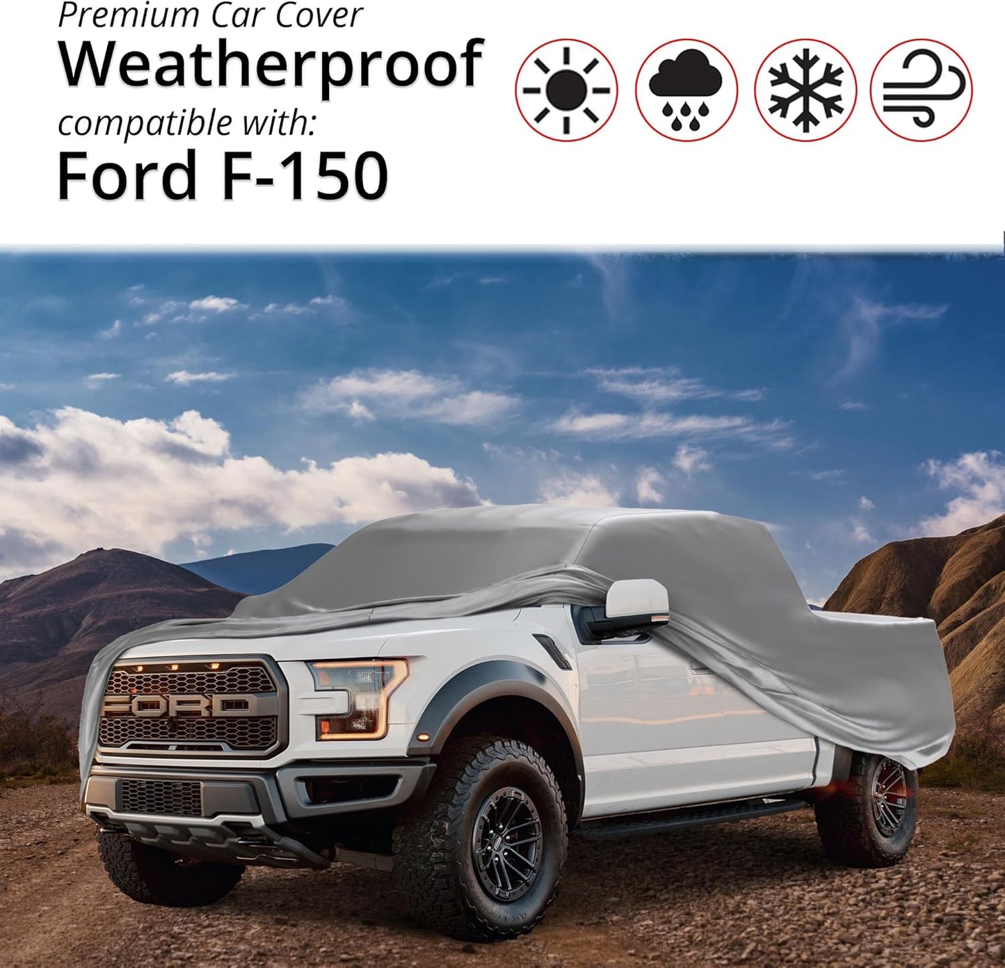 Car Covers Weatherproof Max Truck Cover & Warranty Compatible with Ford 1990-2019 F-150 SuperCab, 6.5 with Camper Shell– Outdoor Cover, Prevents Theft with Cable Lock