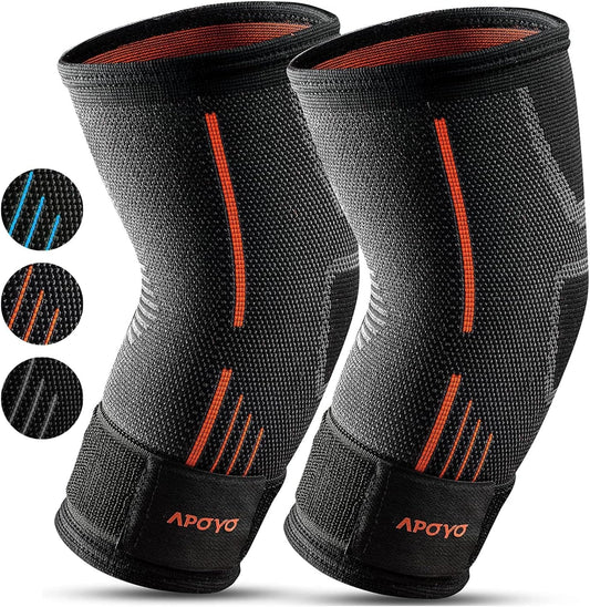 APOYO Elbow Brace for Tendonitis and Tennis Elbow, (Pair) Compression Sleeve for Arthritis, Workouts, Reduce Joint Pain During Fitness Activity (XX-Large)